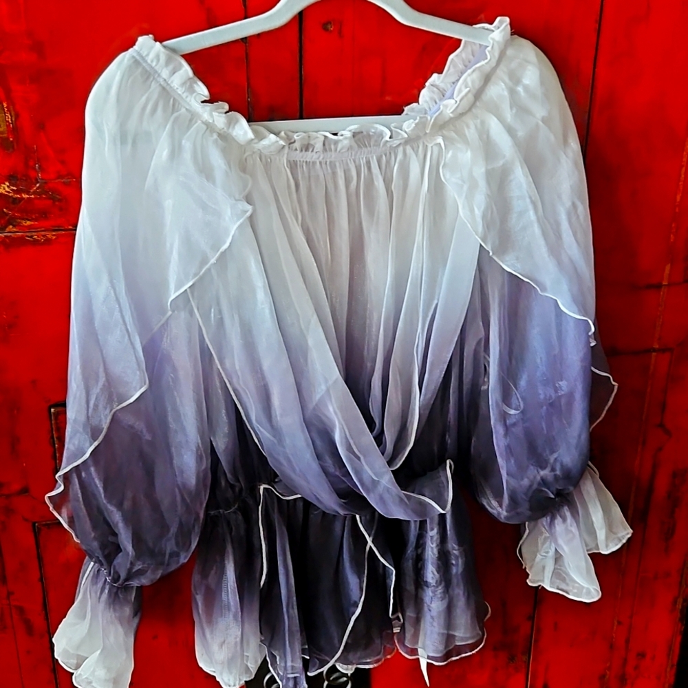 NWT Commense Semi Sheer Gradient Off-Shoulder Blouse Top